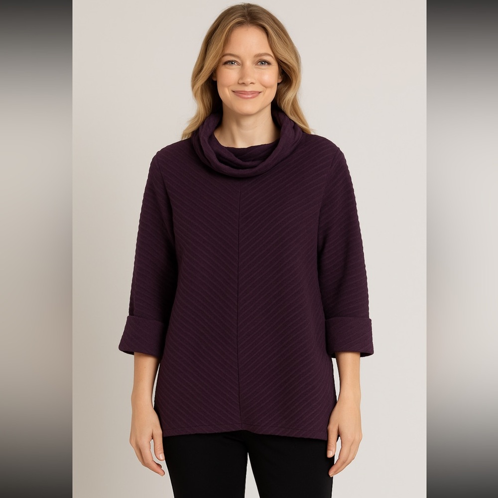 Habitat Cowl Neck Sweater, Women’s Size Small Purple Textured